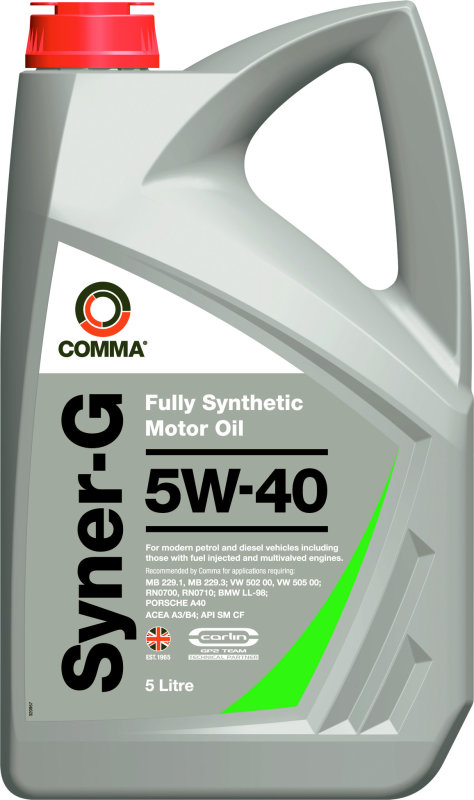 Масло моторное синтетическое - COMMA SYNER-G 5W40, 5л